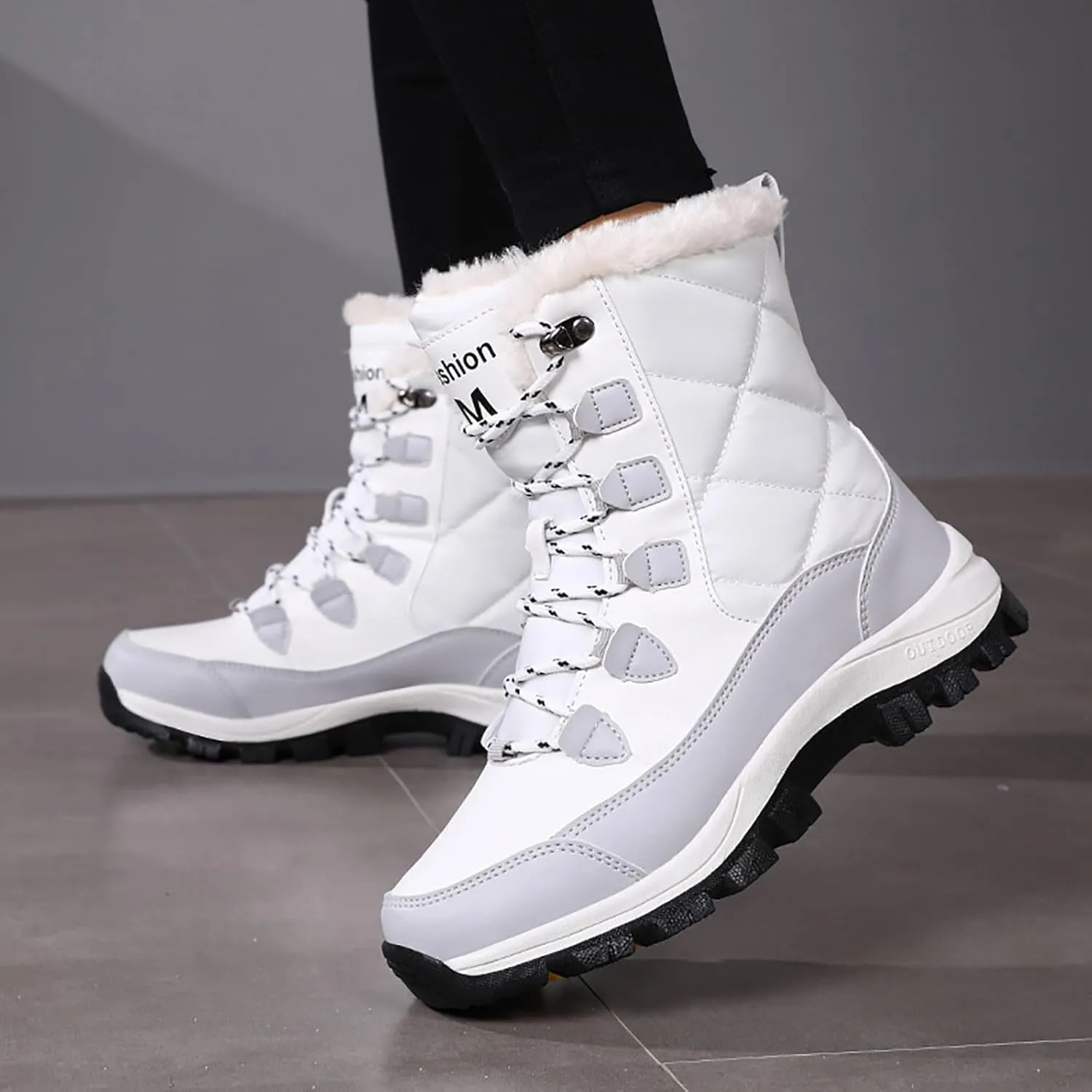 Snow Boots For Women Winter Boots for Women Large Size Outdoor Travel Thickened High Cotton Shoes Mid Calf Boots