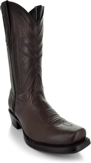 Soto Boots Mens Narrow Square Toe Cowboy Boots, Genuine Leather Men's Cowboy Boots, Brown Western Boots For Men H50029