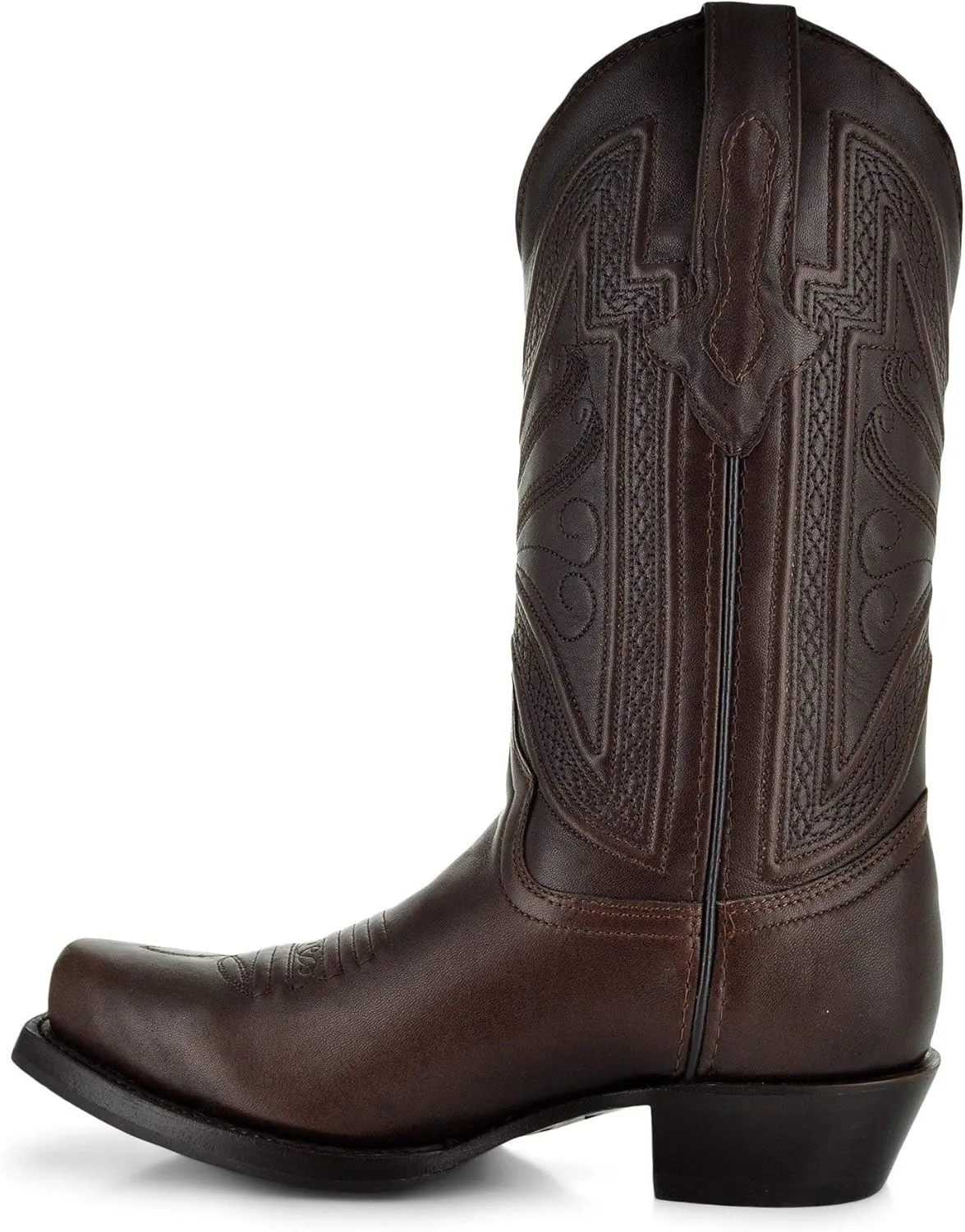 Soto Boots Mens Narrow Square Toe Cowboy Boots, Genuine Leather Men's Cowboy Boots, Brown Western Boots For Men H50029
