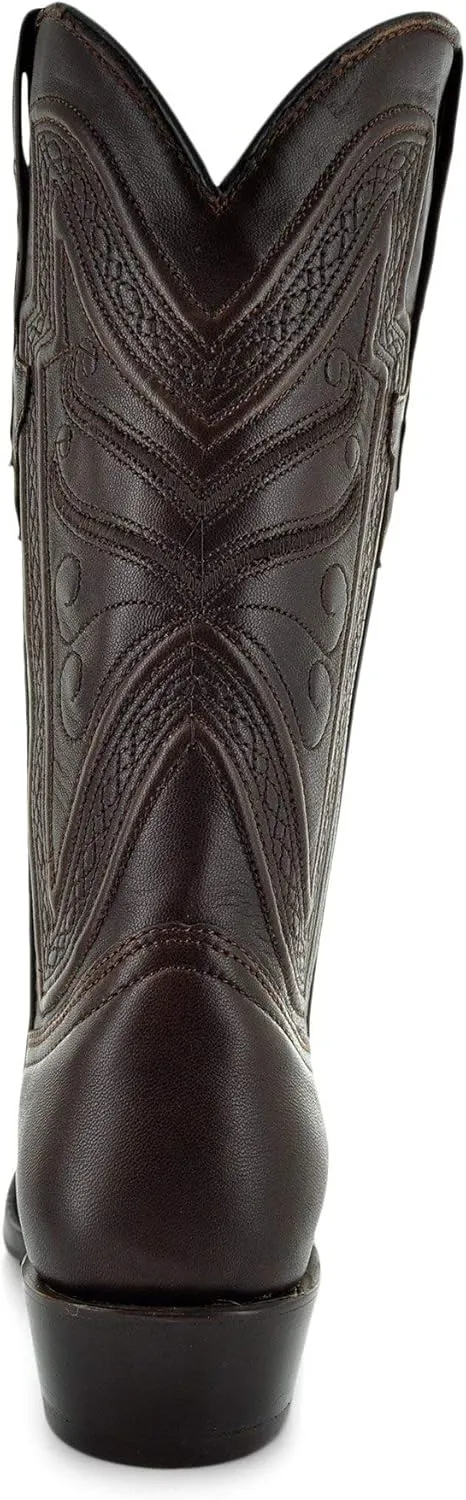 Soto Boots Mens Narrow Square Toe Cowboy Boots, Genuine Leather Men's Cowboy Boots, Brown Western Boots For Men H50029