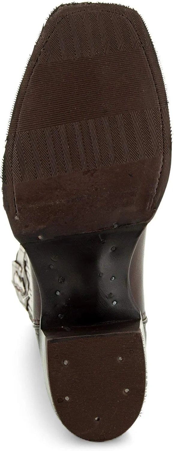 Soto Boots Mens Narrow Square Toe Cowboy Boots, Genuine Leather Men's Cowboy Boots, Brown Western Boots For Men H50029