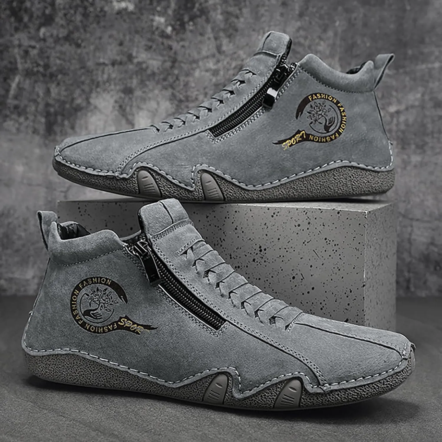 Suede Boots for Men Waterproof Leather Sneakers Casual Non-Slip Walking Shoes Breathable Outdoor Shoes 2024