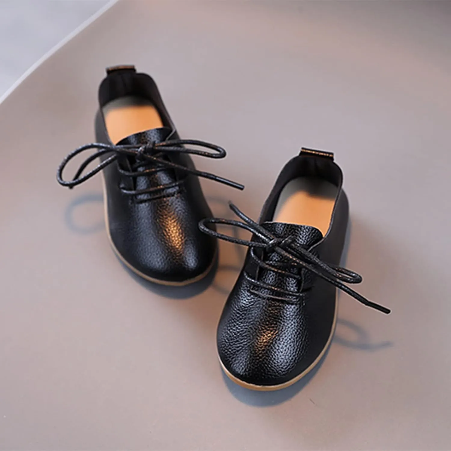 Summer and Autumn Fashion Cute Girls Casual Shoes Solid Color Round Toe Lace Up Dress Shoes Baby Boy Sandals (Black, 7 Toddler)