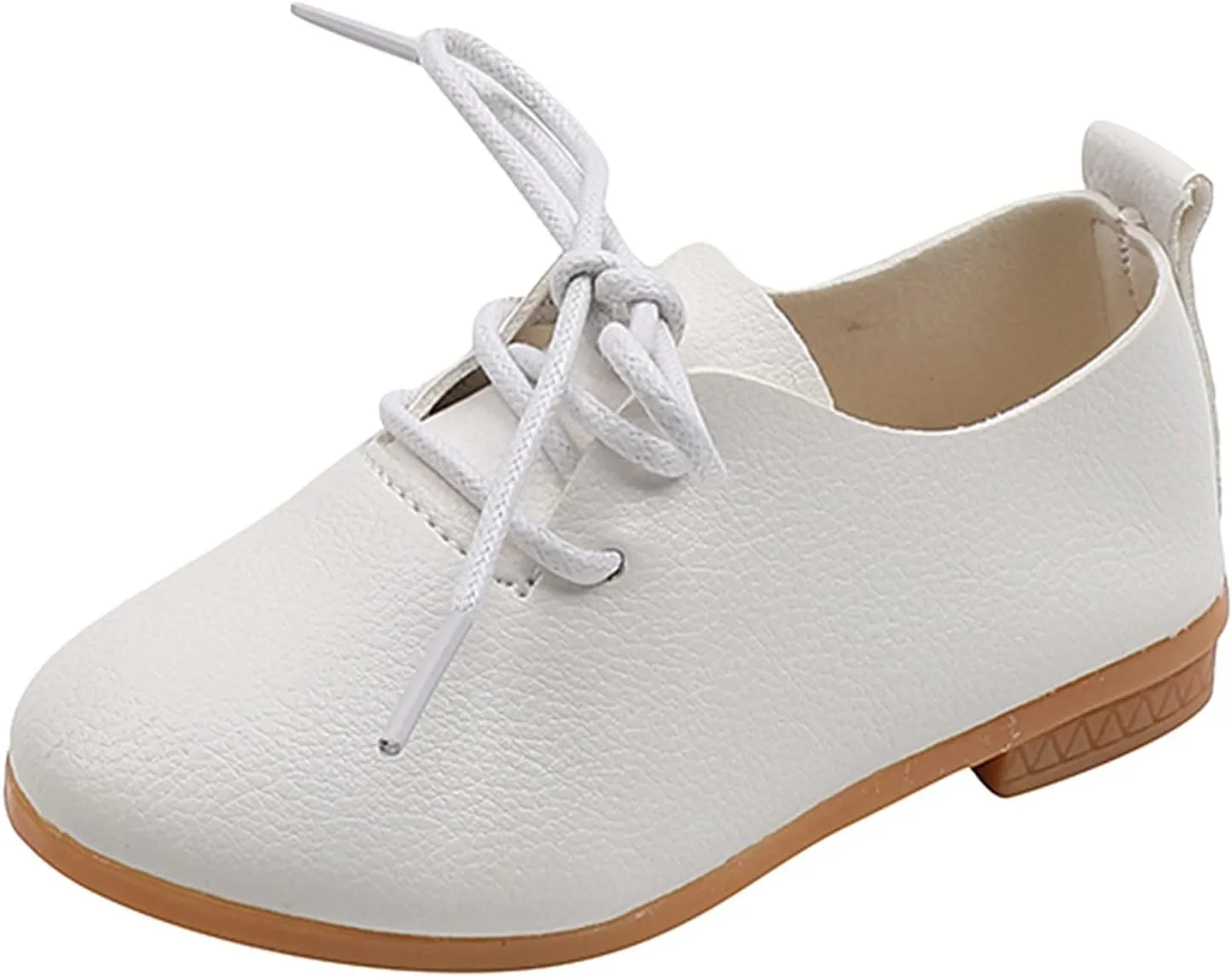 Summer and Autumn Fashion Cute Girls Casual Shoes Solid Color Round Toe Lace Up Dress Shoes Baby Boy Sandals (White, 11 Toddler)
