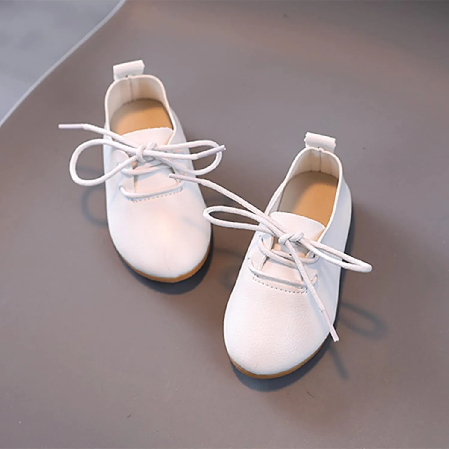 Summer and Autumn Fashion Cute Girls Casual Shoes Solid Color Round Toe Lace Up Dress Shoes Baby Boy Sandals (White, 11 Toddler)