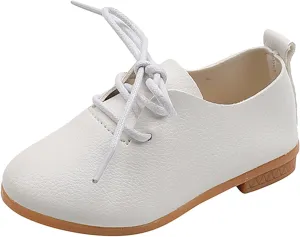 Summer and Autumn Fashion Cute Girls Casual Shoes Solid Color Round Toe Lace Up Dress Shoes Baby Boy Sandals (White, 11 Toddler)