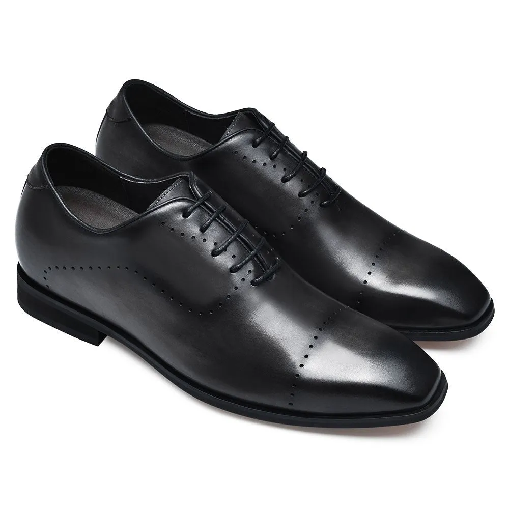 This item only ships to the United States -7CM/2.76 Inches CMR CHAMARIPA Dress Elevator Shoes For Men Extra Heightening Shoes Men Black Leather Oxfords