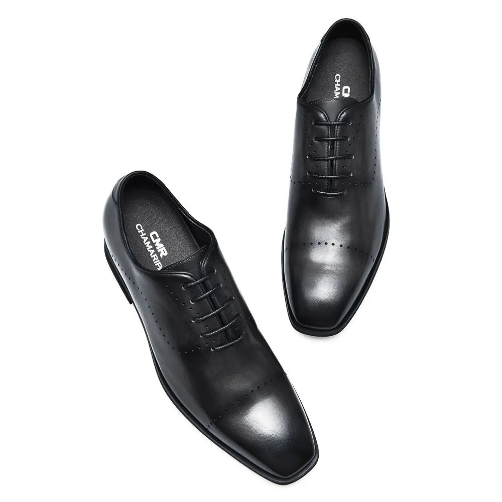 This item only ships to the United States -7CM/2.76 Inches CMR CHAMARIPA Dress Elevator Shoes For Men Extra Heightening Shoes Men Black Leather Oxfords