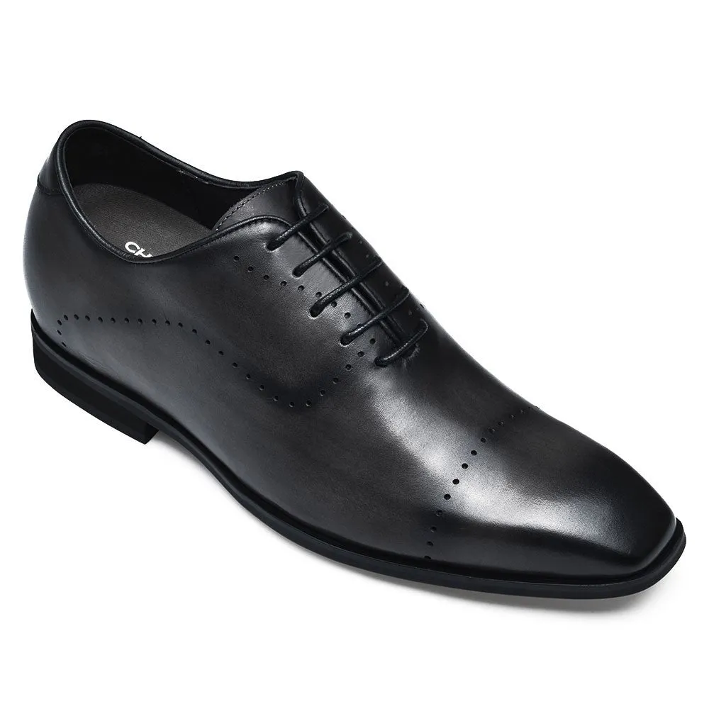 This item only ships to the United States -7CM/2.76 Inches CMR CHAMARIPA Dress Elevator Shoes For Men Extra Heightening Shoes Men Black Leather Oxfords