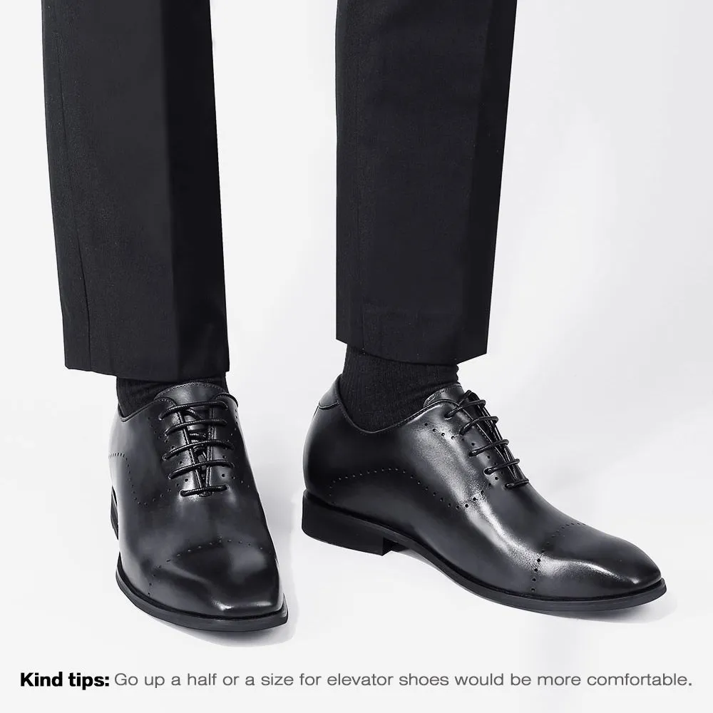 This item only ships to the United States -7CM/2.76 Inches CMR CHAMARIPA Dress Elevator Shoes For Men Extra Heightening Shoes Men Black Leather Oxfords