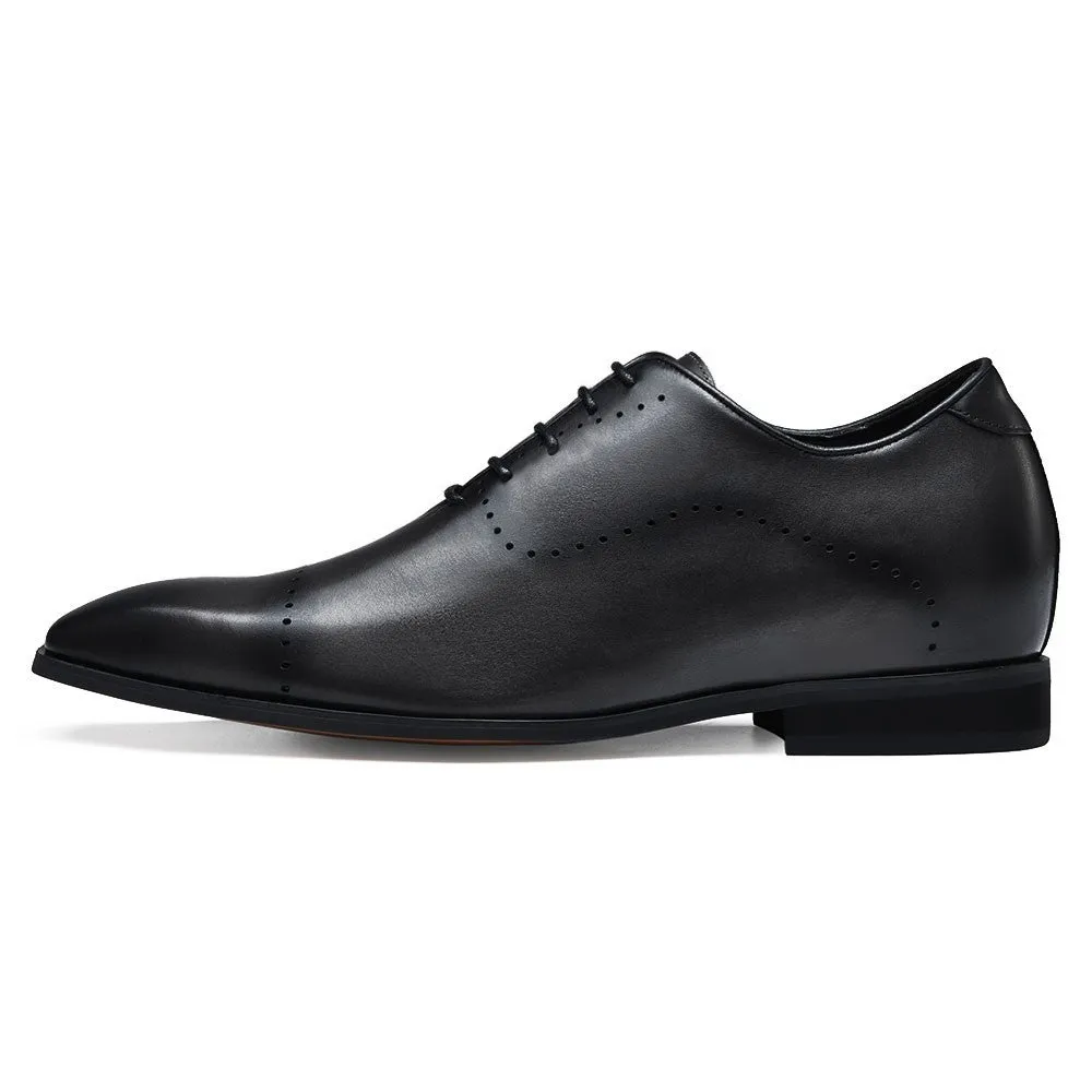 This item only ships to the United States -7CM/2.76 Inches CMR CHAMARIPA Dress Elevator Shoes For Men Extra Heightening Shoes Men Black Leather Oxfords