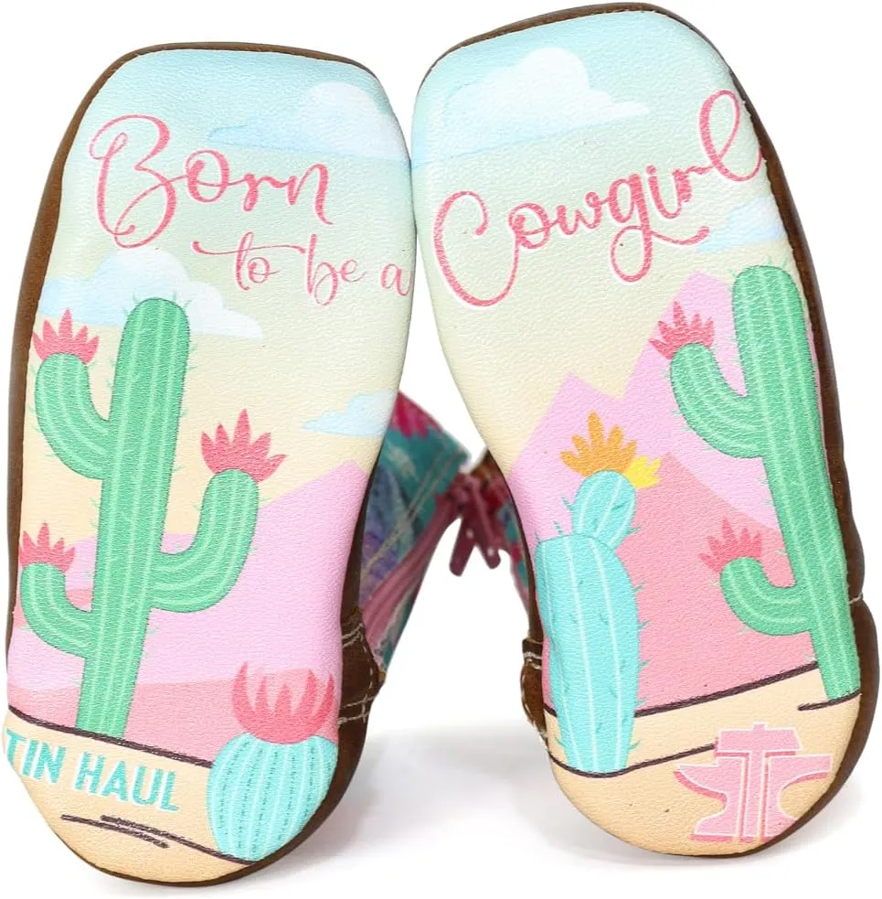 Tin Haul Infant-Girls' Happy Flower Western Boot Broad Square Toe