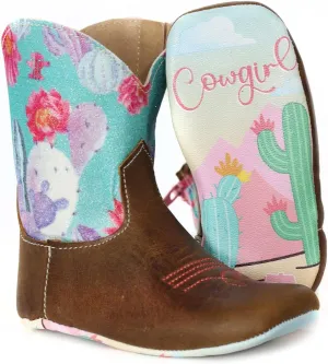 Tin Haul Infant-Girls' Happy Flower Western Boot Broad Square Toe