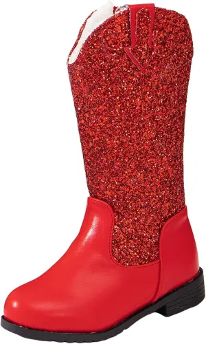 Toddler Girls Cowgirl Boots Western Glitter Cowboy Boot Ankle Boots Little Kids Big Kid Party Birthmen Dress Shoes