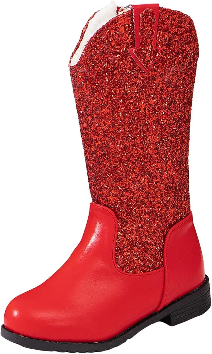 Toddler Girls Cowgirl Boots Western Glitter Cowboy Boot Ankle Boots Little Kids Big Kid Party Birthmen Dress Shoes