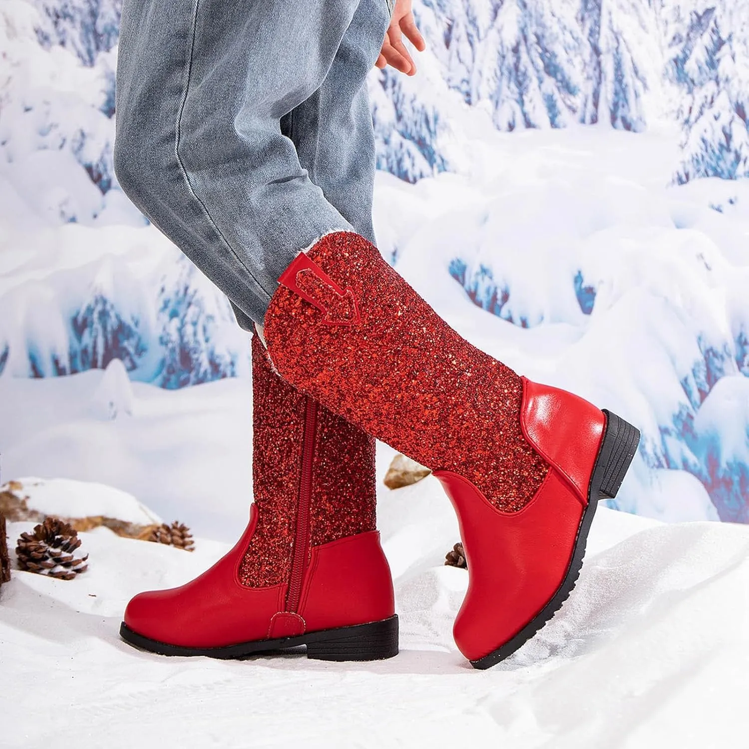 Toddler Girls Cowgirl Boots Western Glitter Cowboy Boot Ankle Boots Little Kids Big Kid Party Birthmen Dress Shoes