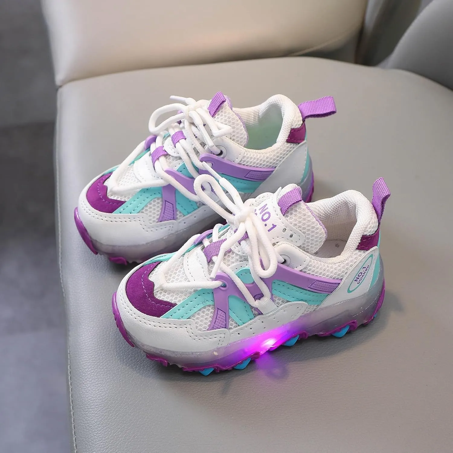 Toddler/Little Kid Sneakers for Boys Girls Light Up Cute Lightweight Breathable Sports Athletic Running Tennis Shoes