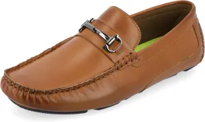 Vance Mens Holden Slip-on Bit Driving Loafer Tru Comfort Foam Square Toe Flat Rubber Sole Casual Dress Shoes Cognac