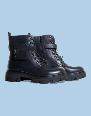 Vegan leather boots with pocket