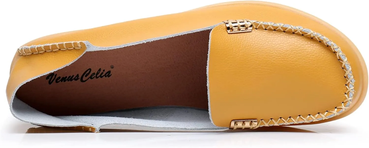 VenusCelia Women's Natural 2 Comfort Walking Flat Loafer