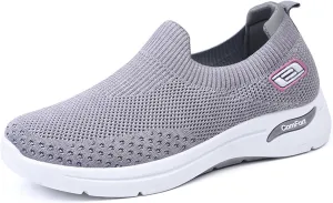 Walking Shoes for Women Knit Breathable Mesh Trainers Sneakers,Go Walk Arch Support Slip On Fashion Shoes,Lightweight Comfort Air Cushion Athletic Sneakers for Outdoor Running Jogging