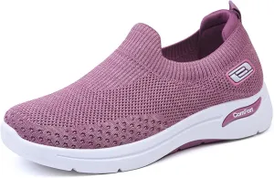 Walking Shoes for Women Knit Breathable Mesh Trainers Sneakers,Go Walk Arch Support Slip On Fashion Shoes,Lightweight Comfort Air Cushion Athletic Sneakers for Outdoor Running Jogging