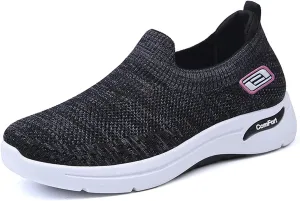 Walking Shoes for Women Knit Breathable Mesh Trainers Sneakers,Go Walk Arch Support Slip On Fashion Shoes,Lightweight Comfort Air Cushion Athletic Sneakers for Outdoor Running Jogging