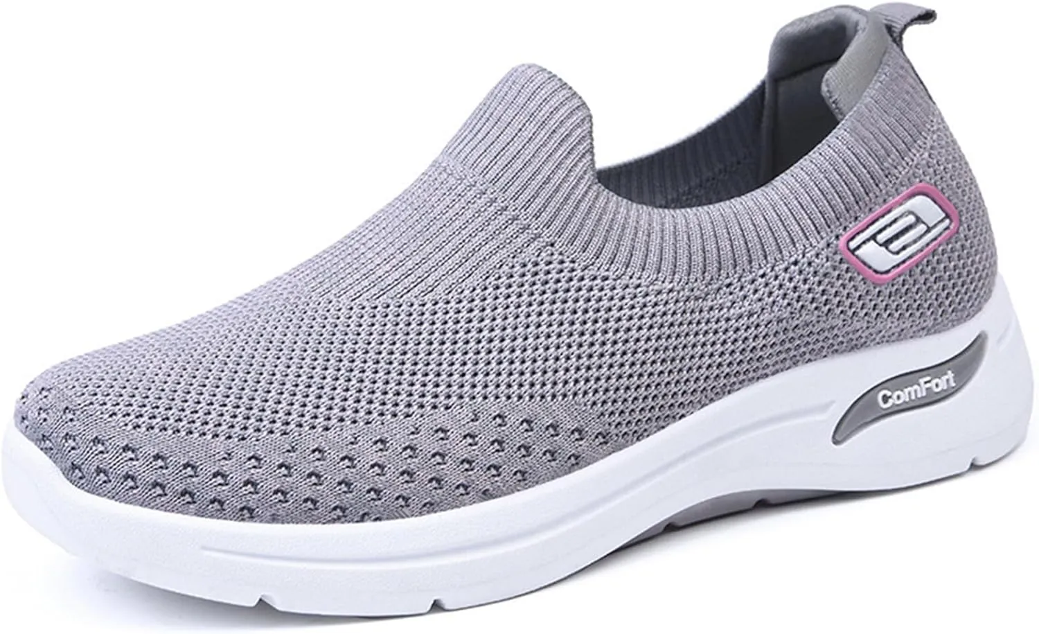 Walking Shoes for Women Knit Breathable Mesh Trainers Sneakers,Go Walk Arch Support Slip On Fashion Shoes,Lightweight Comfort Air Cushion Athletic Sneakers for Outdoor Running Jogging