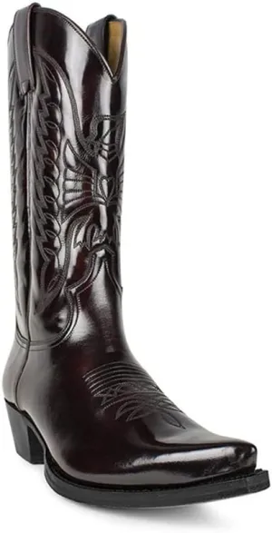 Western Boots Vintage Square Toe Chunky Block Heel Pointed Toe Stitched Leather Cowboy Boots for Men Country Boots Mid-Calf Boots