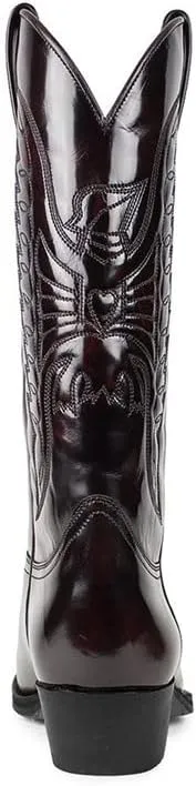 Western Boots Vintage Square Toe Chunky Block Heel Pointed Toe Stitched Leather Cowboy Boots for Men Country Boots Mid-Calf Boots