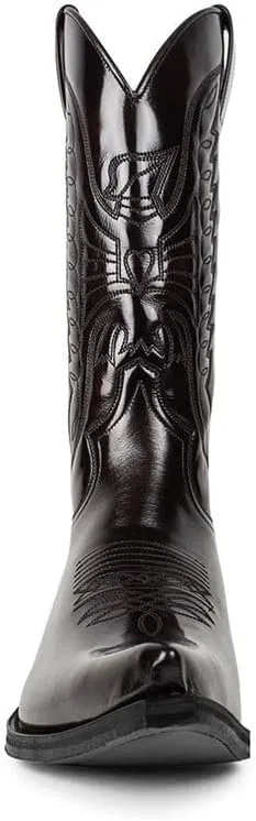 Western Boots Vintage Square Toe Chunky Block Heel Pointed Toe Stitched Leather Cowboy Boots for Men Country Boots Mid-Calf Boots