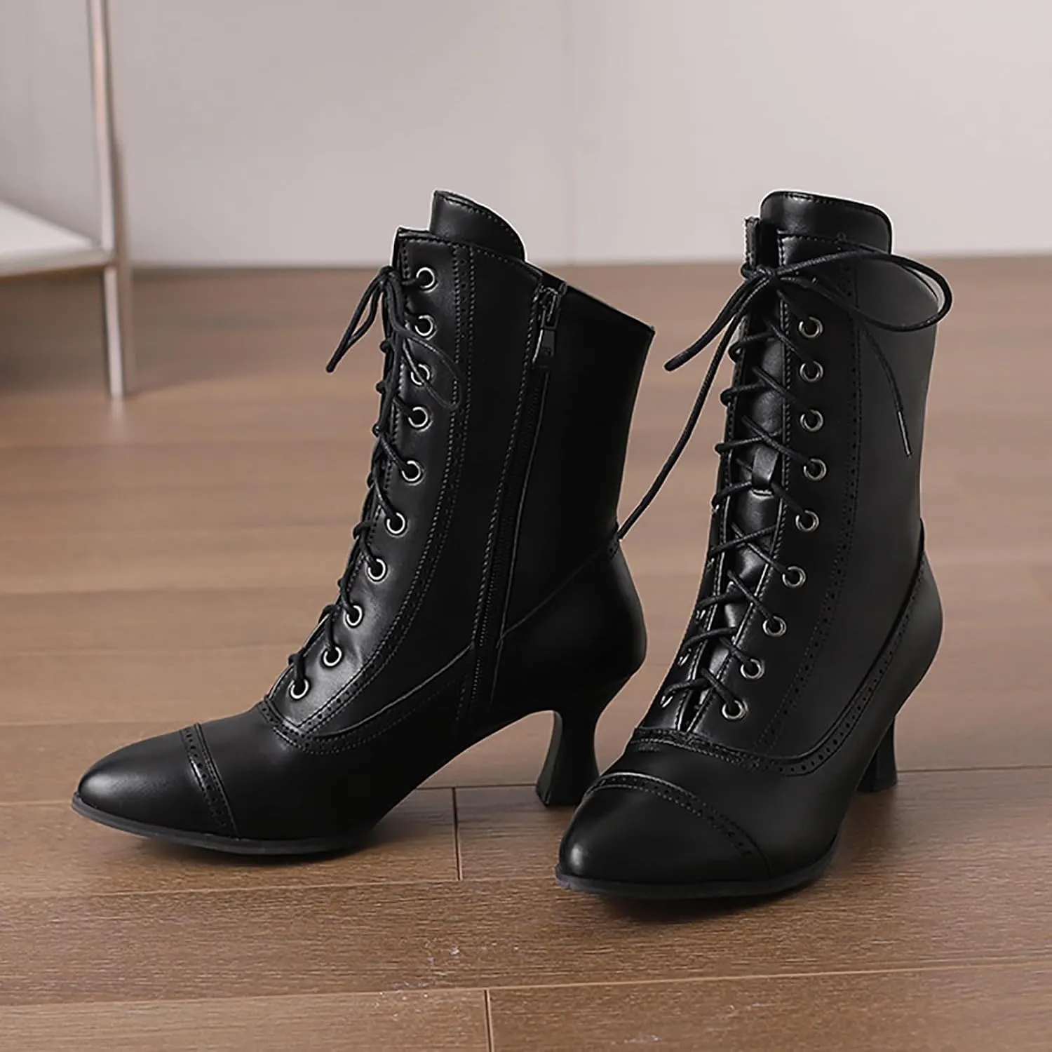 Western Boots Women Womens Ankle Boots Low Heel Fashion Women's British Kitten Heels Side Zipper Motorcycle Boots