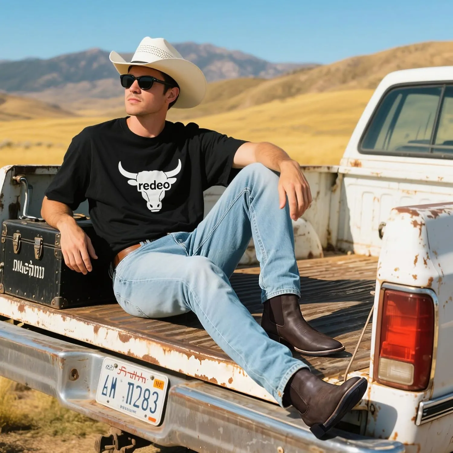 Western Cowboy Boots for Men - Mens Square Toe Chelsea Boots Ankle Cowboy Boots for Men Casual Retro Stylish Boots