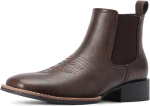 Western Cowboy Boots for Men - Mens Square Toe Chelsea Boots Ankle Cowboy Boots for Men Casual Retro Stylish Boots