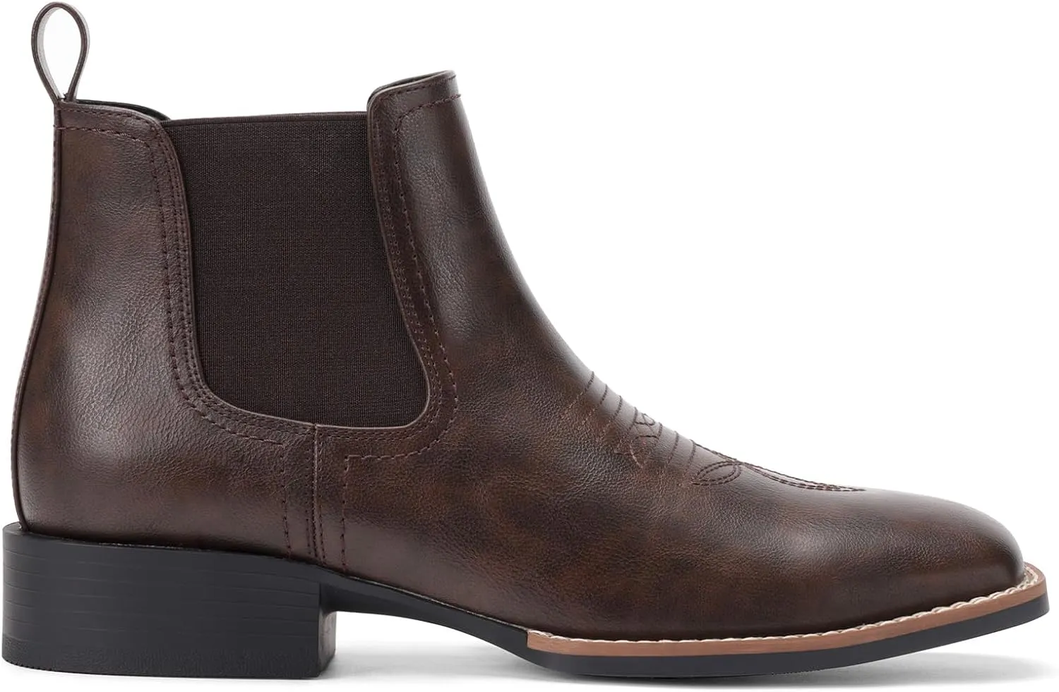 Western Cowboy Boots for Men - Mens Square Toe Chelsea Boots Ankle Cowboy Boots for Men Casual Retro Stylish Boots
