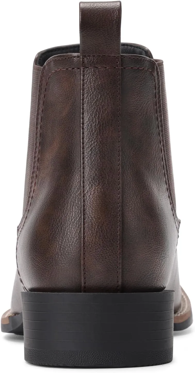 Western Cowboy Boots for Men - Mens Square Toe Chelsea Boots Ankle Cowboy Boots for Men Casual Retro Stylish Boots