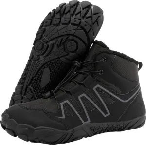 Winter Barefoot Shoes Women Men, Wide Toe Box Non-Slip Trail Running High Warm and Non-Slip Boots, Walking Boots(Black,47)