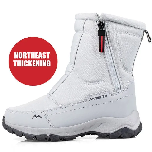Winter New Thick Couple Snow Boots Plus Velvet Warm Side Zipper