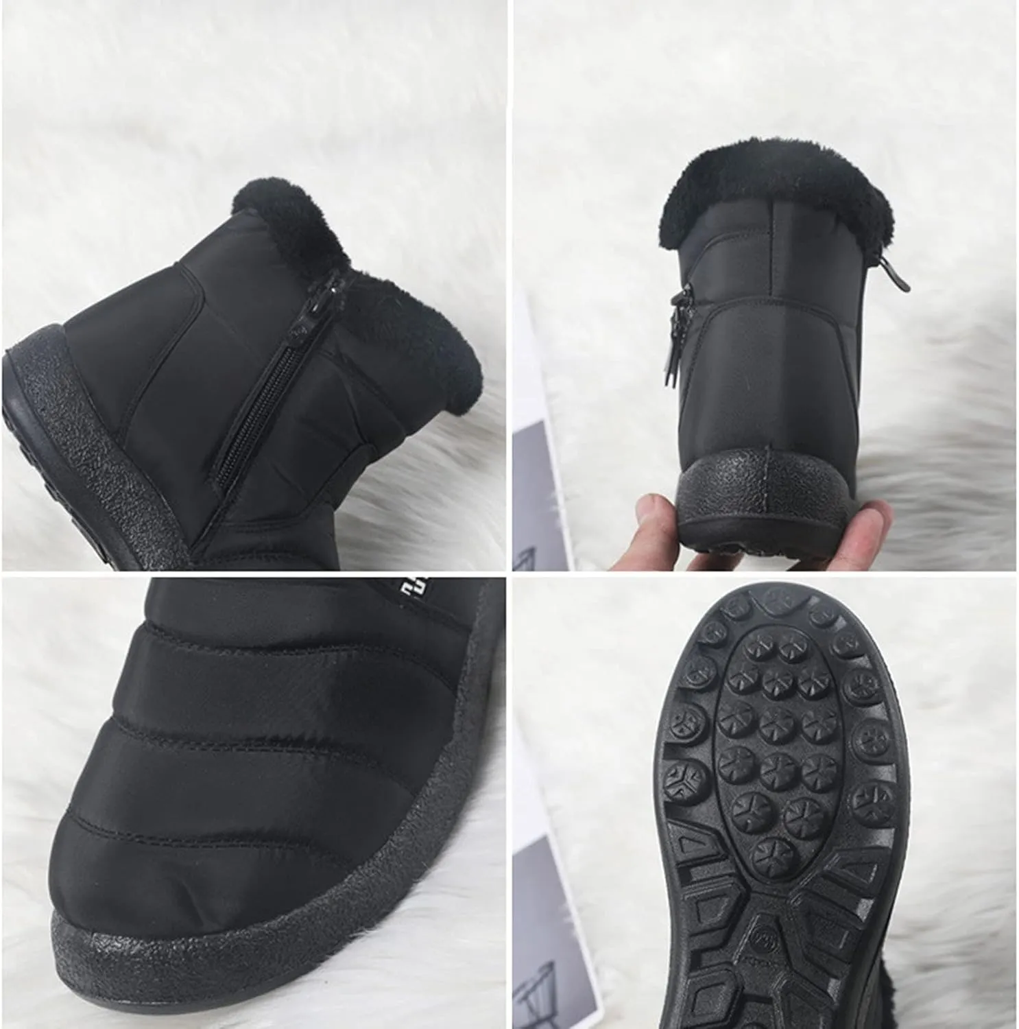 Winter Snow Boots for Women Wide Calf Women's Classic Non-Slip Ankle Snow Boots Black Winter Boots 8.5 Women Outdoor Boots Women Rubber Botas Invierno Mujer Nieve