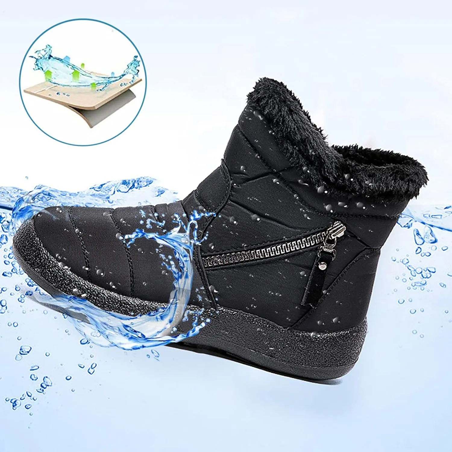 Winter Snow Boots for Women Wide Calf Women's Classic Non-Slip Ankle Snow Boots Black Winter Boots 8.5 Women Outdoor Boots Women Rubber Botas Invierno Mujer Nieve