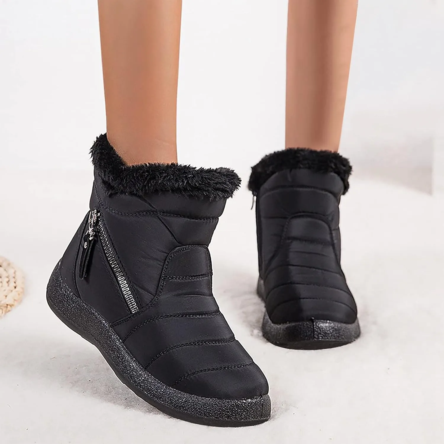 Winter Snow Boots for Women Wide Calf Women's Classic Non-Slip Ankle Snow Boots Black Winter Boots 8.5 Women Outdoor Boots Women Rubber Botas Invierno Mujer Nieve