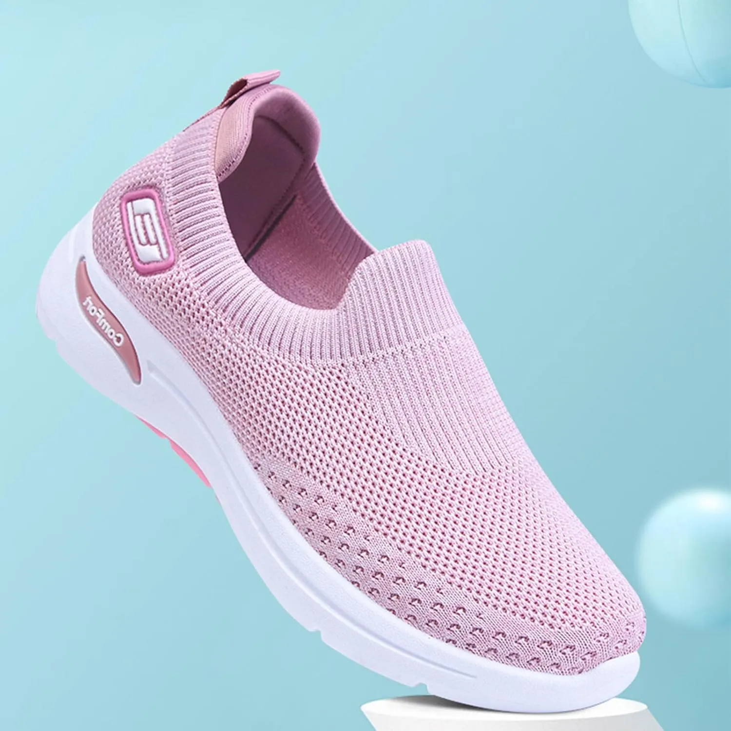 Women Casual Walking Shoes Breathable Soft Slip On Sneakers Comfortable Mesh Trainers Athletic Running Jogging Shoe Diabetic Foam Sneaker with Arch Support
