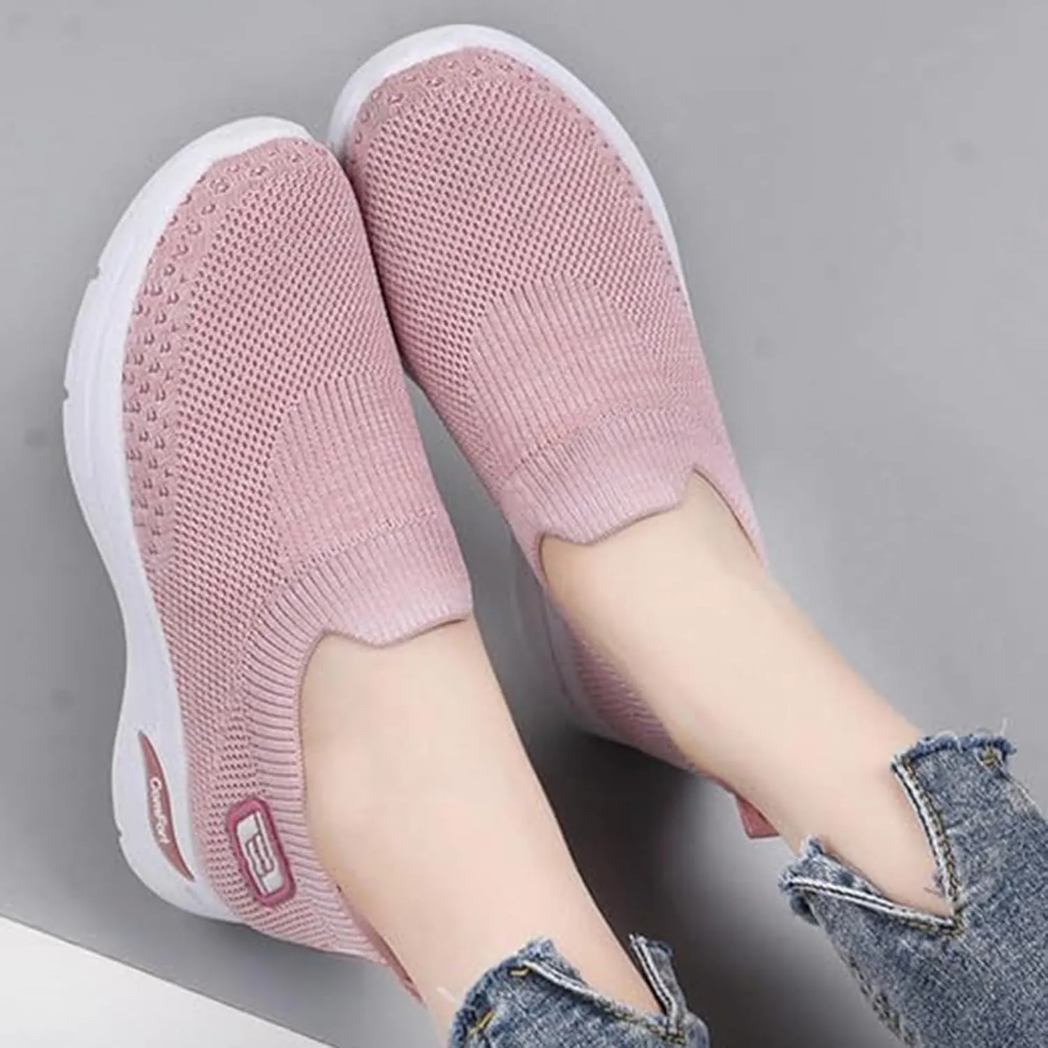 Women Casual Walking Shoes Breathable Soft Slip On Sneakers Comfortable Mesh Trainers Athletic Running Jogging Shoe Diabetic Foam Sneaker with Arch Support