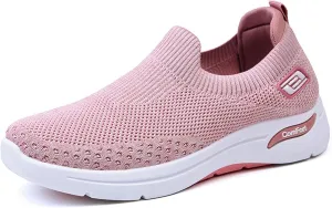 Women Casual Walking Shoes Breathable Soft Slip On Sneakers Comfortable Mesh Trainers Athletic Running Jogging Shoe Diabetic Foam Sneaker with Arch Support