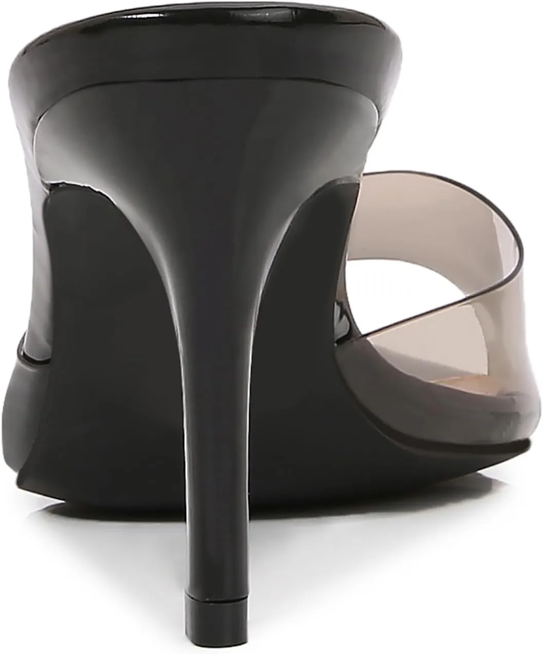 Women Clear Pointed Toe Sandals Stiletto Heels Transparent Strap High Heels Slip on Mules for Women