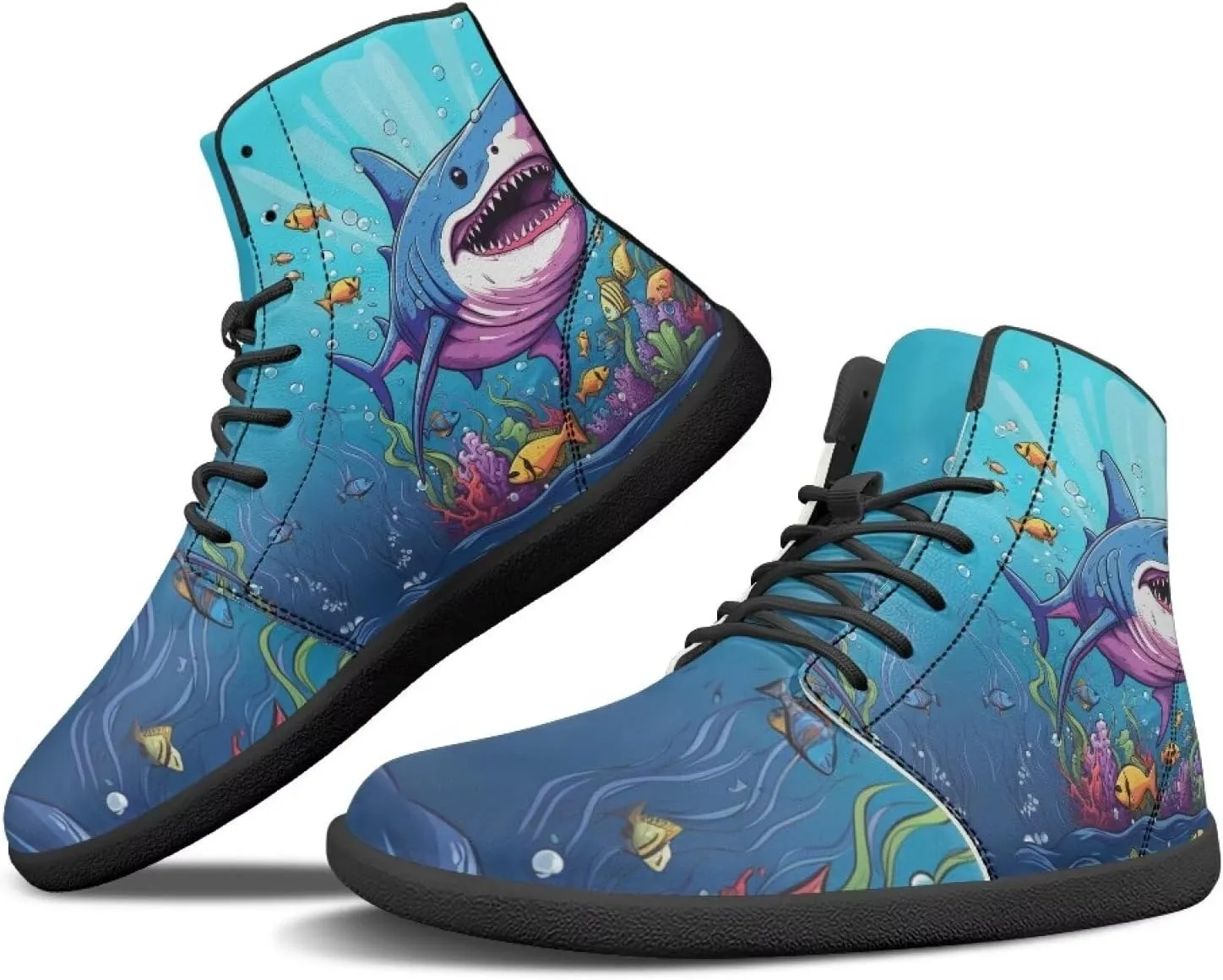 Women Men Running Shoes High Top Barefoot Sneakers Leather