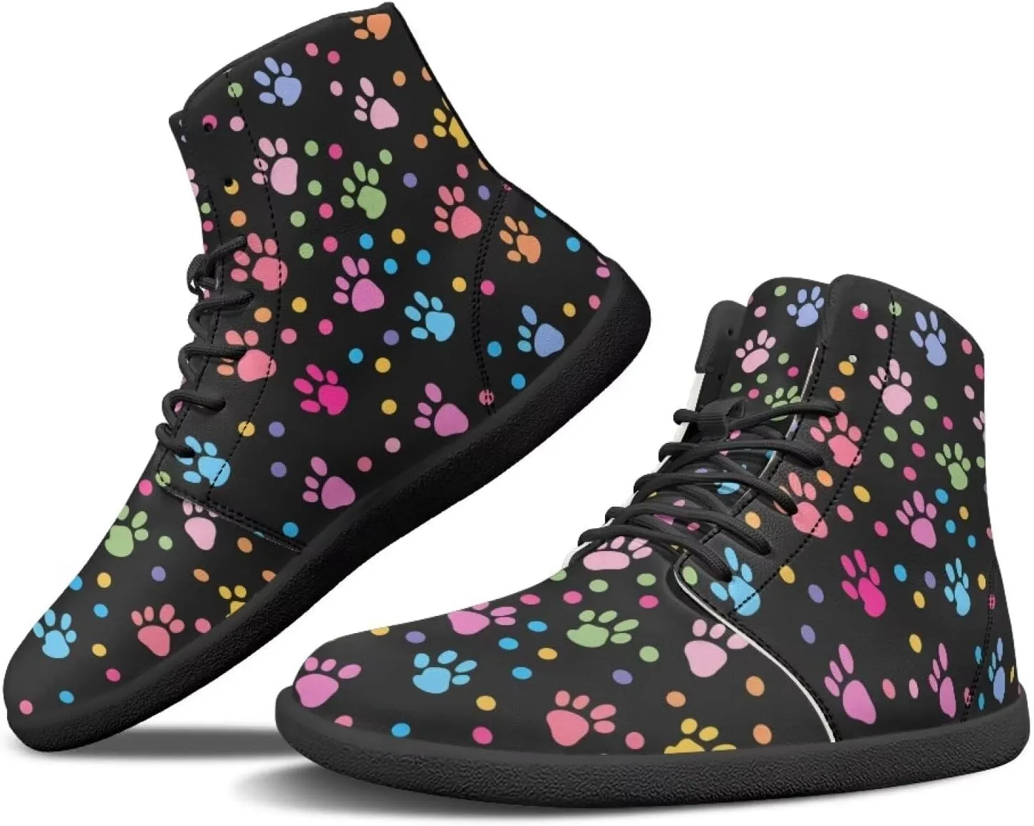 Women Men Running Shoes High Top Barefoot Sneakers Leather