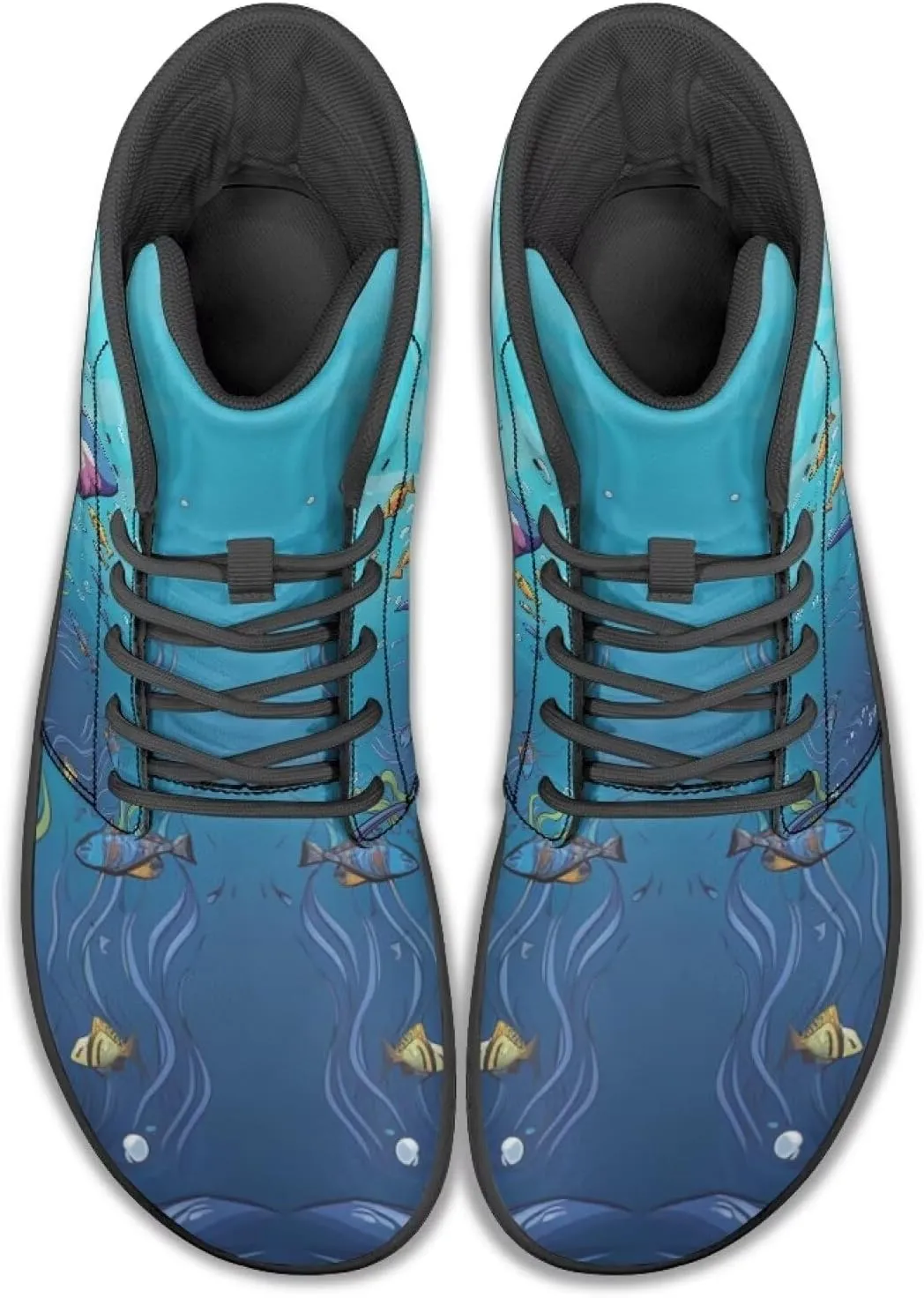 Women Men Running Shoes High Top Barefoot Sneakers Leather