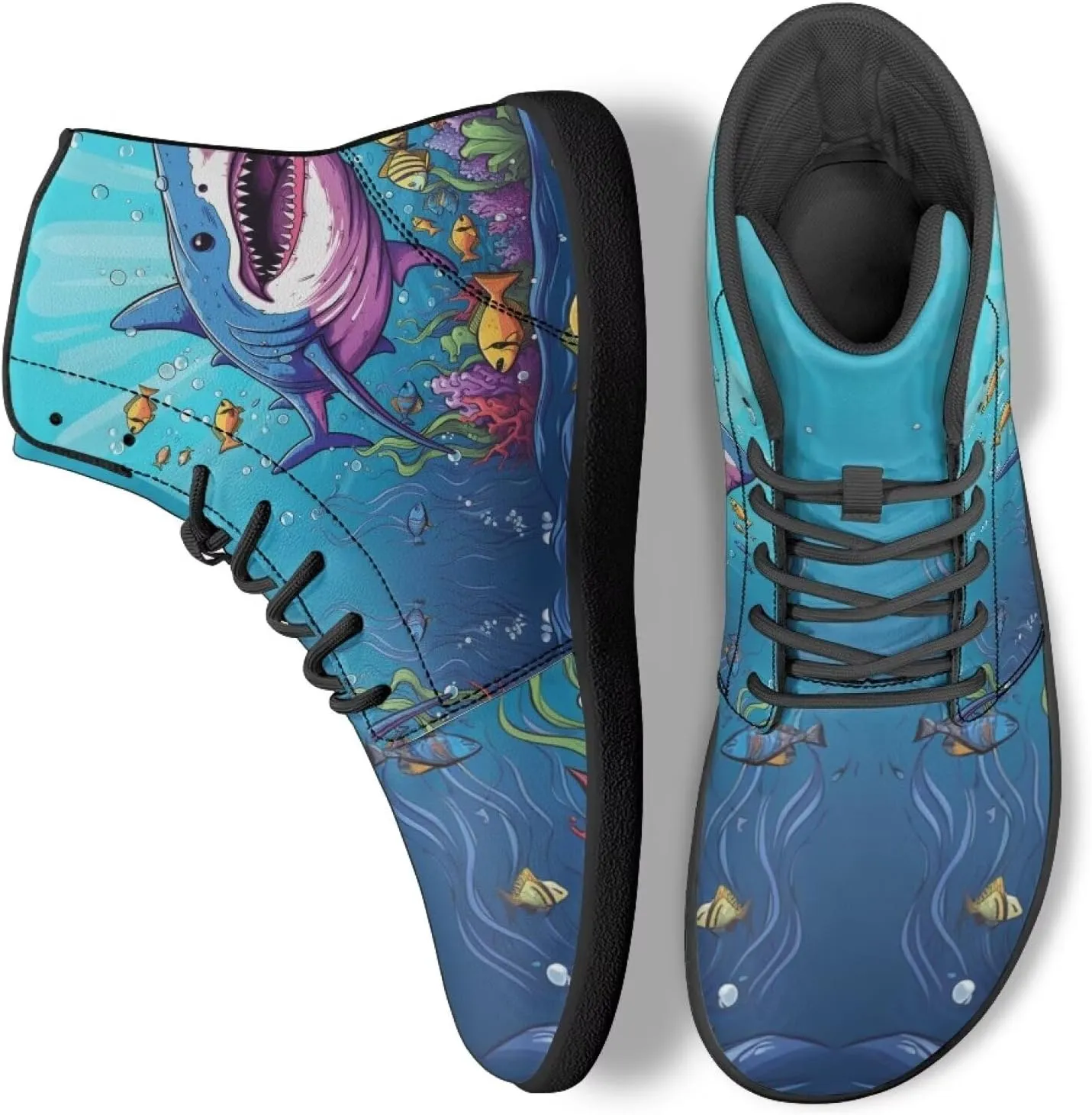 Women Men Running Shoes High Top Barefoot Sneakers Leather