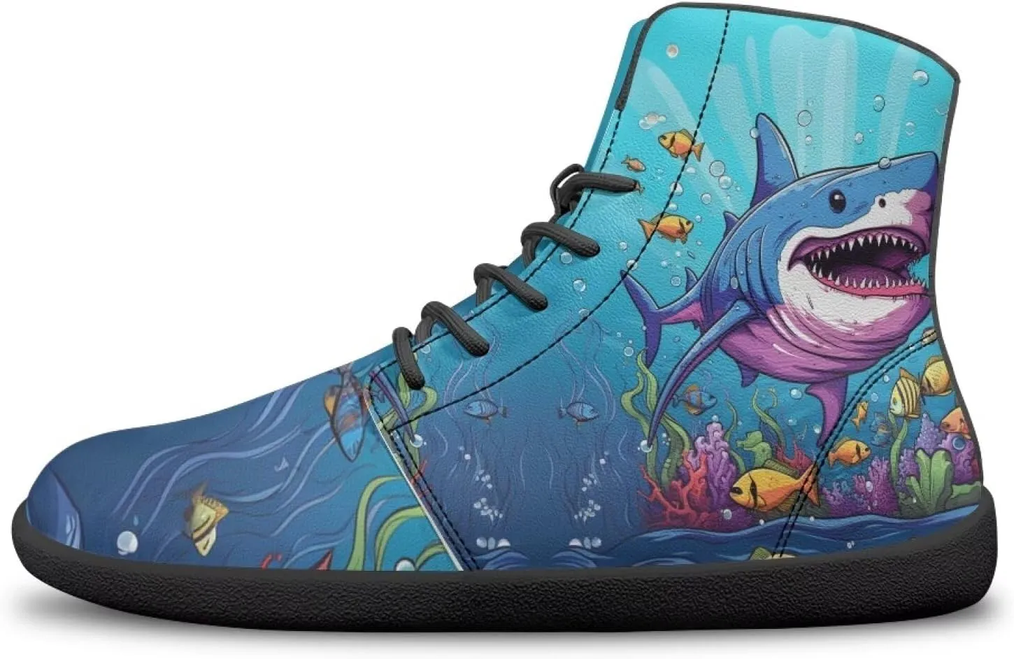 Women Men Running Shoes High Top Barefoot Sneakers Leather
